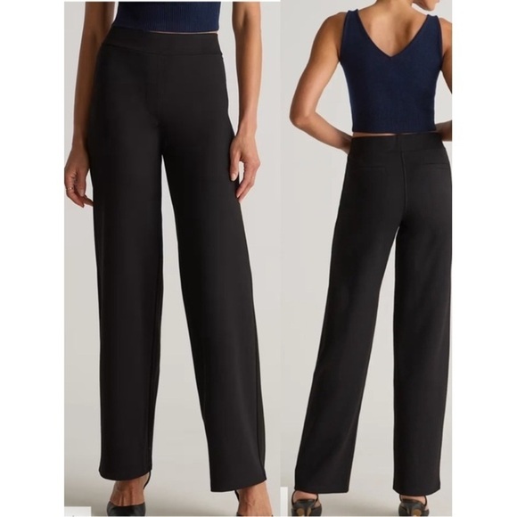 Quince Pants - NWT⛱️Quince - Black Wide Leg Ponte Pants - XL